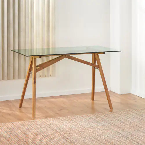 Wood And Glass Material Desk